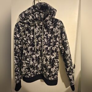 Athleta Black and White Fuzzy Hoodie